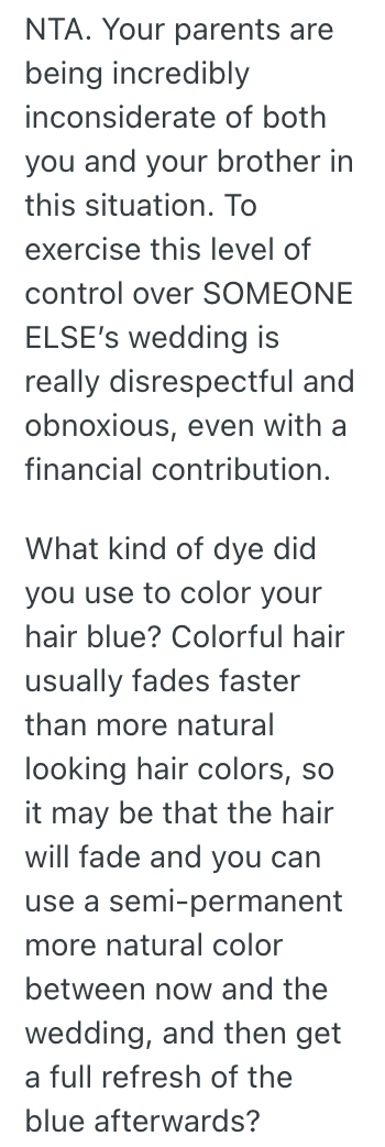 Screenshot 2025 06 14 at 12.56.13 PM Sibling Dyed Their Hair Blue Before Their Brothers Wedding, And Now Their Parents Are Very Upset